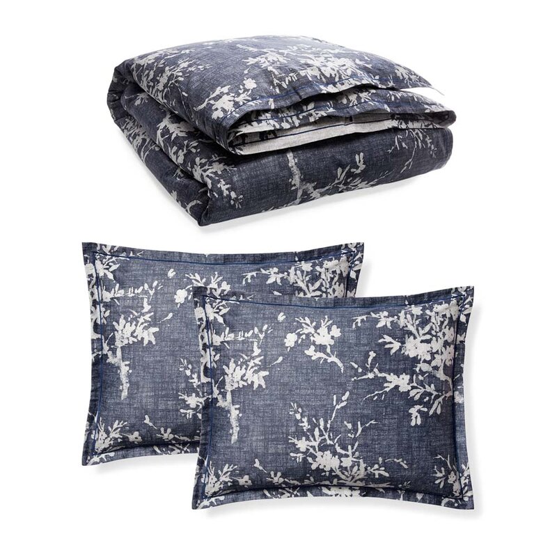 Lauren high quality Ralph Lauren Eva Leaf 230-TC Cotton Sateen QUEEN 4-PC Sheet Set Navy $250